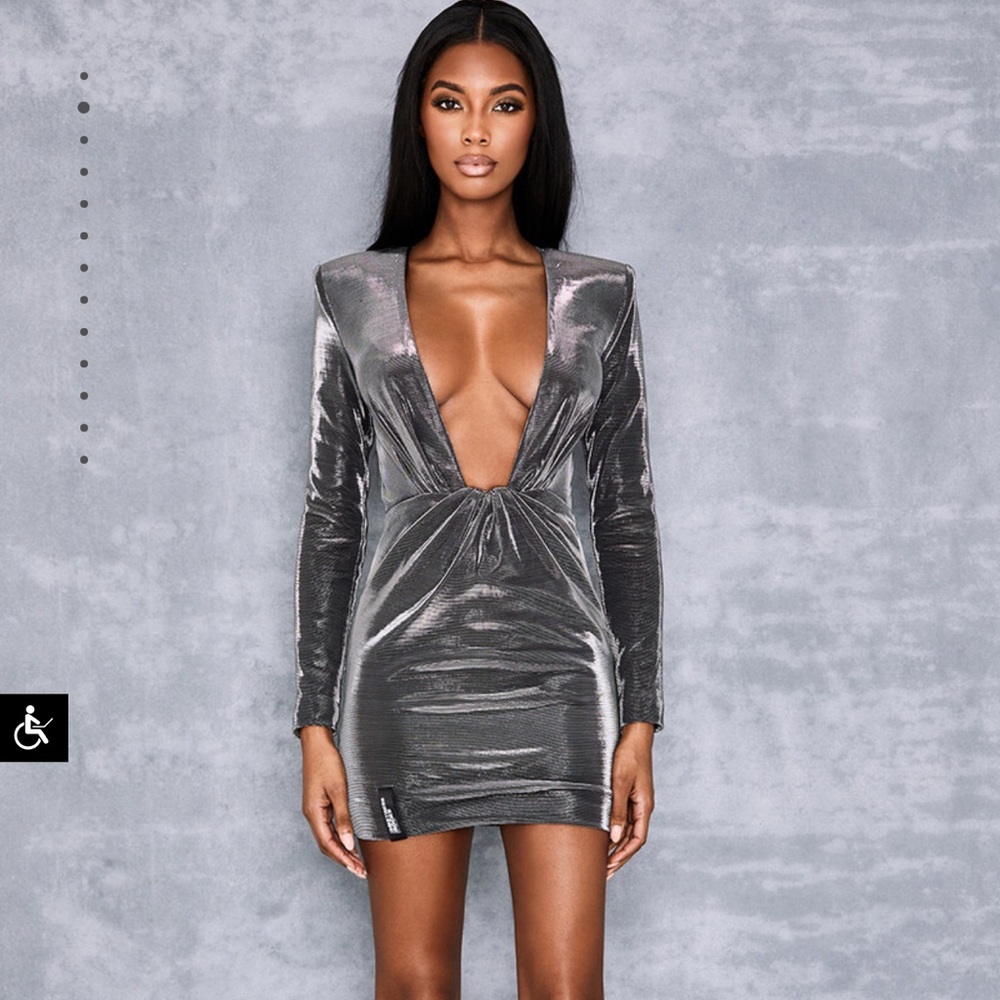 Mistress Rocks Origin Mini Dress Silver Metallic